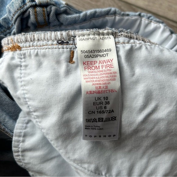 Topshop Paperbag Waist Button Fly Jean Shorts - Picture 7 of 11